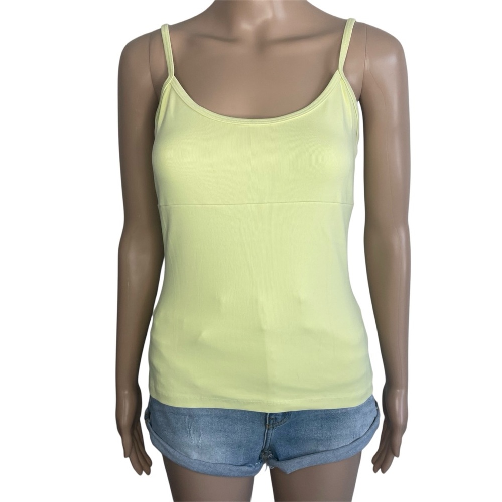 Vintage Y2K Bebe Solid Yellow Round Neck Sleeveless Casual Pullover Tank Top